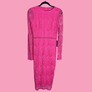 Pink lace cocktail dress